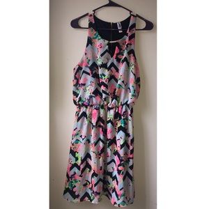 Xhilaration Chevron & Floral Print Dress